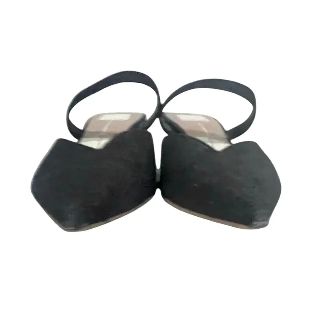 Dolce Vita Kanika Mid Heels Denim Dark Blue Pointed Toe Slip On Strap Sz 7.5